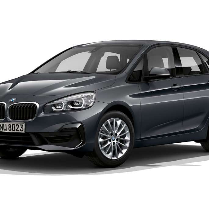 Three-quarter front view BMW 2 Series Active Tourer Model Advantage BMW 2 Series Active Tourer 218i F45 Model Advantage Mineral Grey metallic three-quarter front view