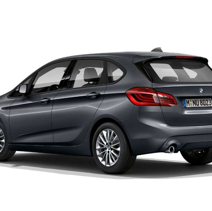 Three-quarter rear view BMW 2 Series Active Tourer Model Advantage BMW 2 Series Active Tourer 218i F45 Mineral Grey metallic three-quarter rear view