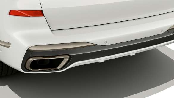 BMW X7 M Automobile with M specific tailpipe trims BMW X7 M Automobile with M specific tailpipe trims, G07, close-up tailpipe
