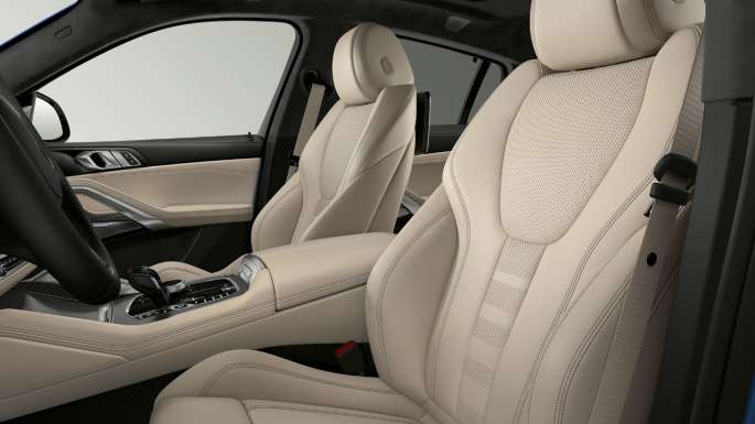 BMW X6 with M Sport package, upholstery. BMW X6 Interior with M Sport package with focus on upholstery.