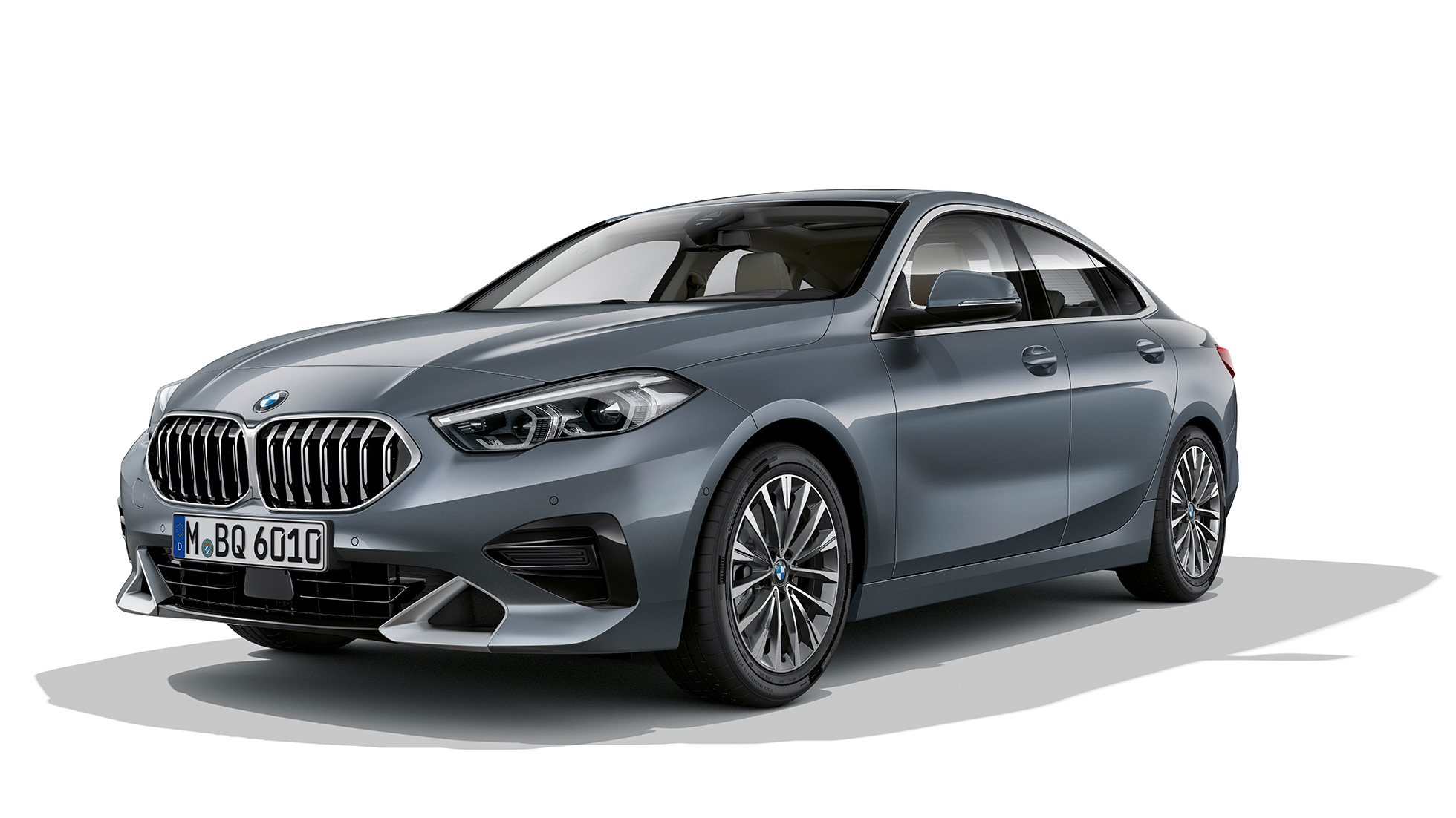 BMW kidney grille BMW 2 Series Gran Coupé Model Luxury Line BMW kidney grille BMW 2 Series Gran Coupé Model Luxury Line Storm Bay metallic F44 three-quarter front view