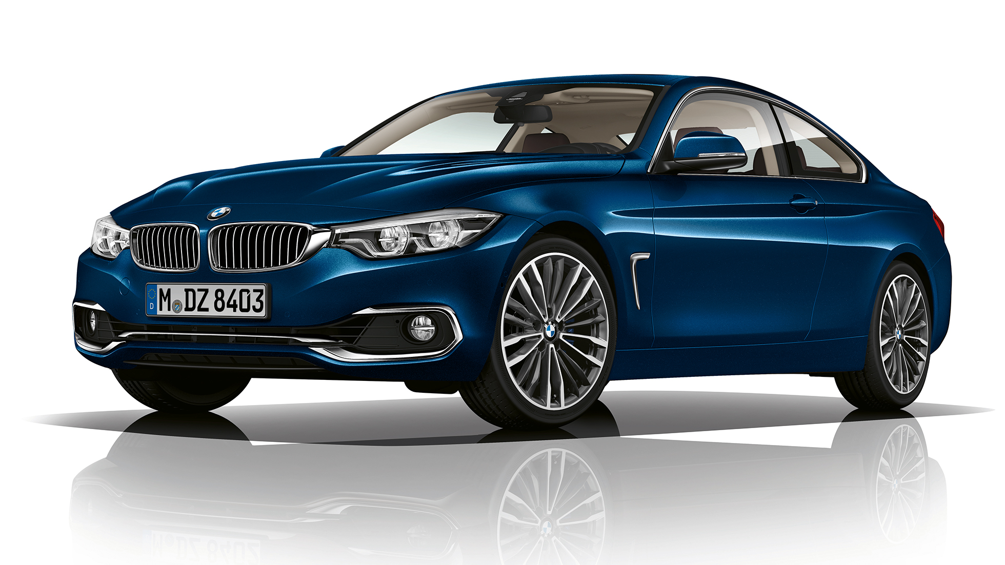 BMW 4 Series Coupé, Model Luxury Line three-quarter front shot BMW 4 Series Coupé, Model Luxury Line three-quarter front shot