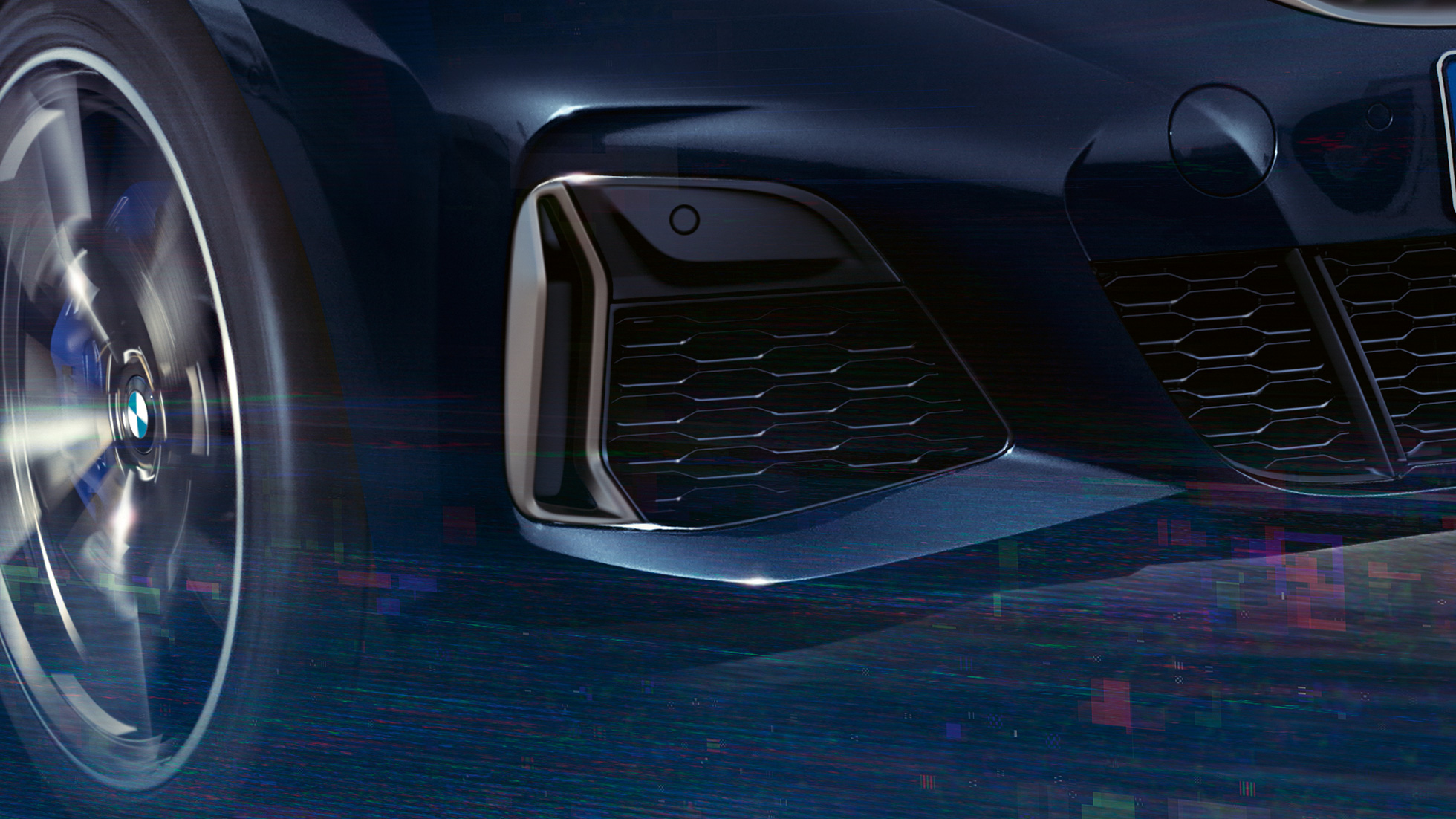 Air inlets BMW M340i xDrive Sedan Air inlets BMW M340i xDrive Sedan G20 Sapphire Black metallic close-up view