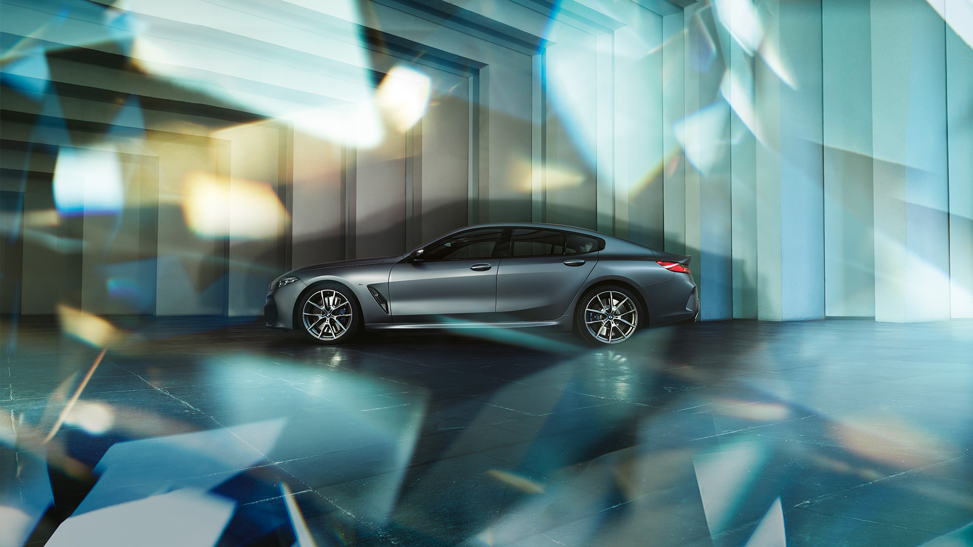 Coupé silhouette BMW M850i xDrive Gran Coupé Coupé silhouette BMW M850i xDrive Gran Coupé G16 2019 BMW Individual Frozen Bluestone metallic side view