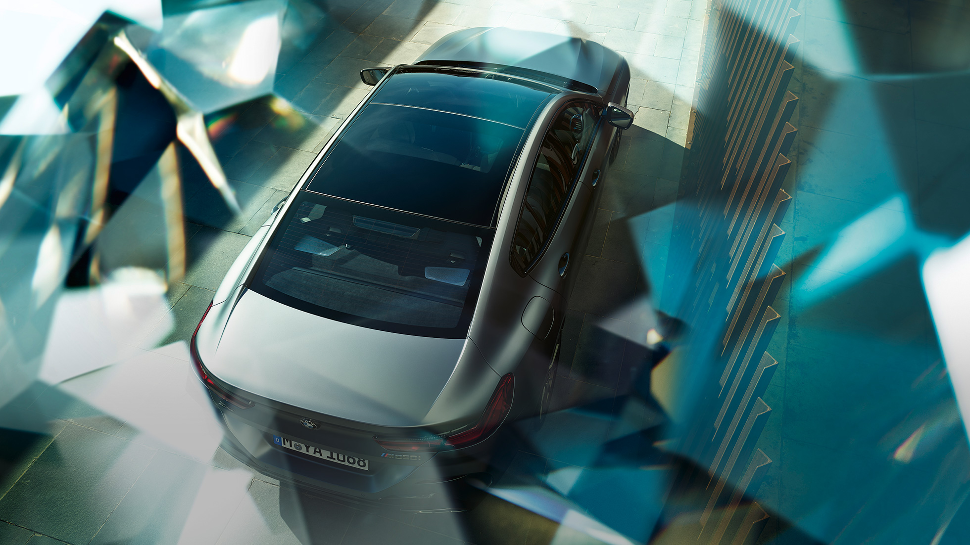 Panorama glass roof BMW M850i xDrive Gran Coupé Panorama glass roof BMW M850i xDrive Gran Coupé G16 2019 BMW Individual Frozen Bluestone metallic birds-eye view