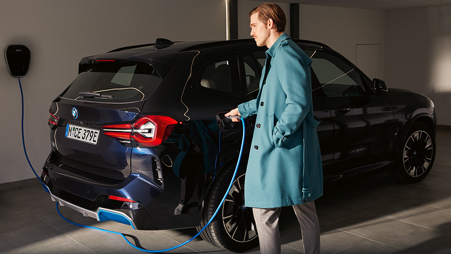 BMW iX3 G08 2021 electric SAV charging BMW iX3 G08 2021 electric SAV charging at a public high power charging station