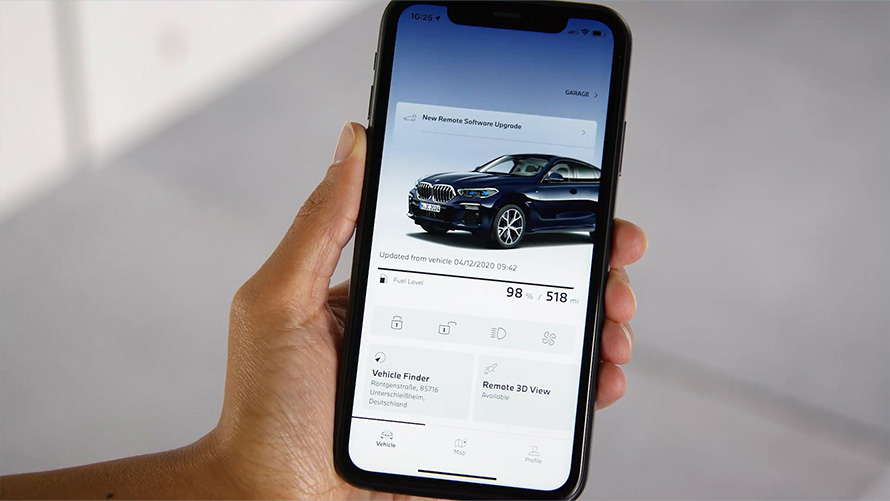 Smartphone in hand View My BMW App Remote Software Upgrade Smartphone in hand View My BMW App