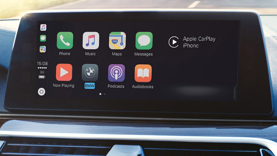 Apple CarPlay®* Apple CarPlay®* showing on BMW display