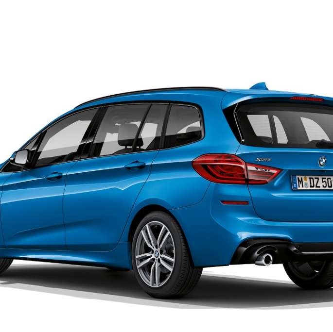 BMW 2 Series Gran Tourer 220d xDrive Model M Sport F46 2018 Estoril Blue metallic three-quarter rear view 